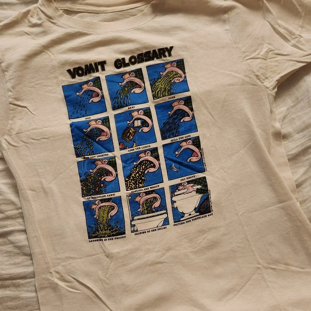 Vtg 80s Vomit Glossary, Peter Bagge Comic Artist Shirt - Picture 1 of 5